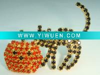 Wholesale Black Cat Pumpkin Pin Halloween Rhinestone Crystal RTRD
