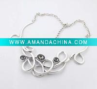 Wholesale glass and alloy necklace