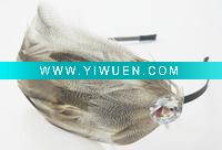 Wholesale fashion wide feather headband with round plastic
