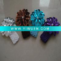 Wholesale 1.5" crochet headband with sequin flower