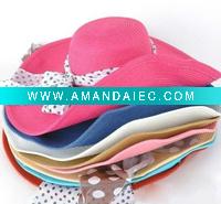 Wholesale Big brim paper straw hat for girl