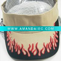Wholesale Hot selling top quality sun visor hat with flame embroidery