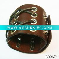 Wholesale men's genuine leather bracelet/wide brown bracelet/big bracelet