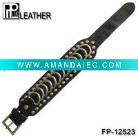 Wholesale Leather bracelet with rings and studs