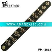 Wholesale Skull leather bracelet with bullets