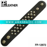Wholesale Bullet&studs leather bracelet