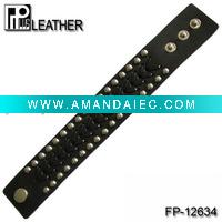Wholesale Braided leather bracelet with studs