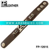 Wholesale Punk leather bracelet with square studs