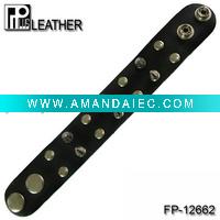 Wholesale Leather bracelet with bullets and studs