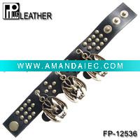 Wholesale Skull leather bracelet with studs