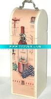 Wholesale wooden wine box with canvas printing single bottle