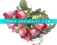 9 heads red rosebud artifcial flower