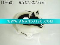 Wholesale Silver Polished Piggy Metal Money Box(LD-501)