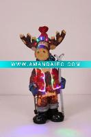 Fiber Optic Xmas Resin Wood Look Moose