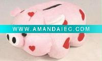Wholesale educational toy plush pig money box, animal coin bank,