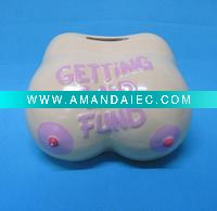 Wholesale M6027 novel ceramic money saving box bosom shape