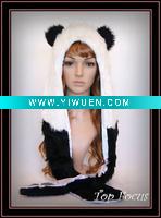 Wholesale FUNNY PANDA ANIME HOOD HATS PLUSH ANIMAL EARS HAT