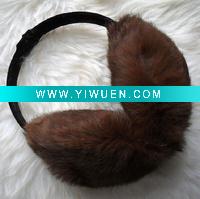 Wholesale Adjustable coffee rabbit fur earflap / earmuff /ear shield EAR3013