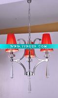 Wholesale chrome+red shade+crystal chandelier