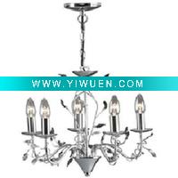 Wholesale Indoor Fixed Silver Metal Electroplating Chandelier with White Candle Glass Shades/CE/UL