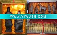 Wholesale Bluestone color small Terracotta Warriors and Horses with gift box