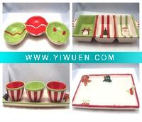 Wholesale plate red christmas craft ceramic gift