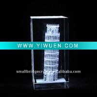 Wholesale europe building colorful crystal block, paperweight souvenir gift