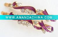 Wholesale JC FASHIONRED 2 PCS CRYSTAL RIBBON HAIR BARRETTE/PIN CLIP