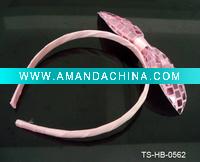 Wholesale HOT SELLING KIDS' RIBBON WRAPPED HAIRBANDS W/ SEQUINED BOWTIE IN PINK