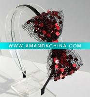 Wholesale slim Iron elastic headband with ribbon