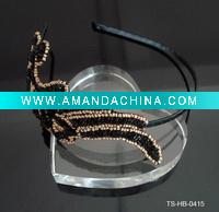 Wholesale HOT SELLING LADY'S 0.5 CM RIBBON WRAPPED HAIRBAND W/ACRYLIC BEADS