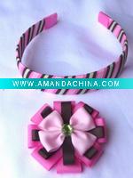 Wholesale plastic headband with ribbon