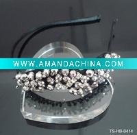 Wholesale HOT SELLING LADY'S 0.5 CM RIBBON WRAPPED HAIRBAND W/PLASTIC BEADS