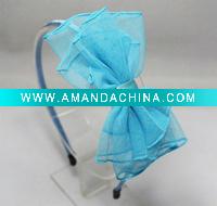 blue color Iron elastic hair band with bows