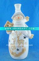 Wholesale Christmas light/Ceramic snowman and bird house