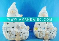 Wholesale Christmas light/Ceramic snowman and baby light inside