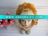 Wholesale plush lion hats,Cartoon animal hat,winter hat