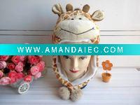 Wholesale plush giraffe hats,Cartoon animal hat,winter hat