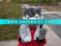 Wholesale plush husky shape hat with glove