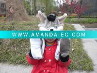 Wholesale plush rat shape hat with glove, winter hat