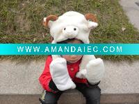 Wholesale plush sheep shape hat with glove, winter hat