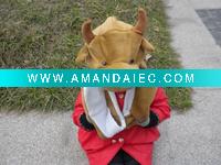 Wholesale plush cow shape hat with glove, winter hat