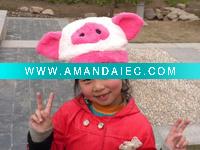 Wholesale plush pig shape hat,party hat