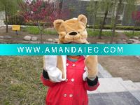 Wholesale plush bear shape hat with glove, winter hat