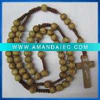 Wholesale Natural Wooden rosary,knotted cord rosario