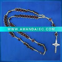 Wholesale St.Benedict Crucifix Pendant Rosary with brown beads