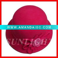 Wholesale Top quality lady hat fashion party hat,wool hat with silk flower ornament