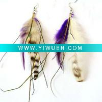 Wholesale wholesale fashion mixed color china natural chicken feather earrings "three pairs"