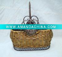 Wholesale METAL & RATTAN BASKET - XF34452