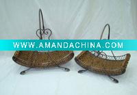 Wholesale METAL & RATTAN BASKET- XF34461